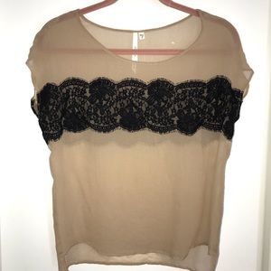 🐥 3/$25 *Bundle & SAVE!** Mesh Top w/ Black Lace
